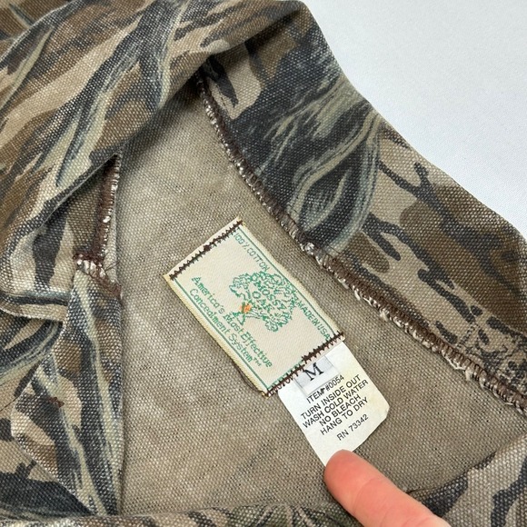 Vintage 80s Mossy Oak Camo Jacket Men's Medium USA Pockets Outdoor Chore Tree - Picture 3 of 11